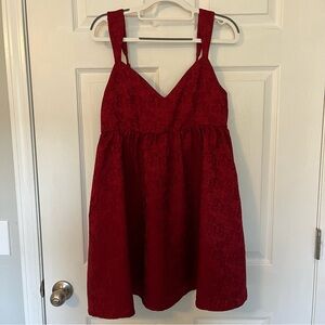 Altar’d State Crimson Red Floral Jacquard Sleeveless Dress (M)